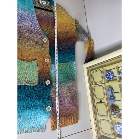 CGYY Multicolored Rainbow Chunky Knit Wool Longline Duster Cardigan Sweater Med - Picture 6 of 7